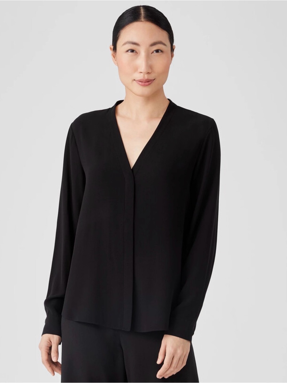 Eileen Fisher Silk Georgette Crepe Blouse